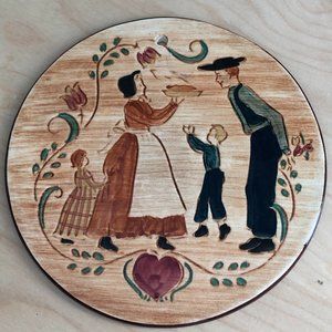 Vintage Pennsbury Pottery Hand Painted Amish Wall Plaque or Trivet